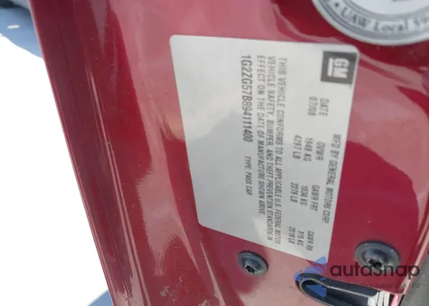 2009 Pontiac G6 z USA, uszkodzony, nr VIN 1G2ZG57B894111400